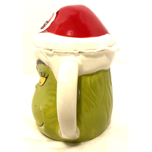 THE GRINCH Holiday Dr. Seuss Christmas Mug Coffee Cup Santa Hat Lid ''NEW'' - Picture 2 of 8